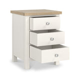 Farrow XL Coconut White Bedside Table with metal handles from Roseland Furniture
