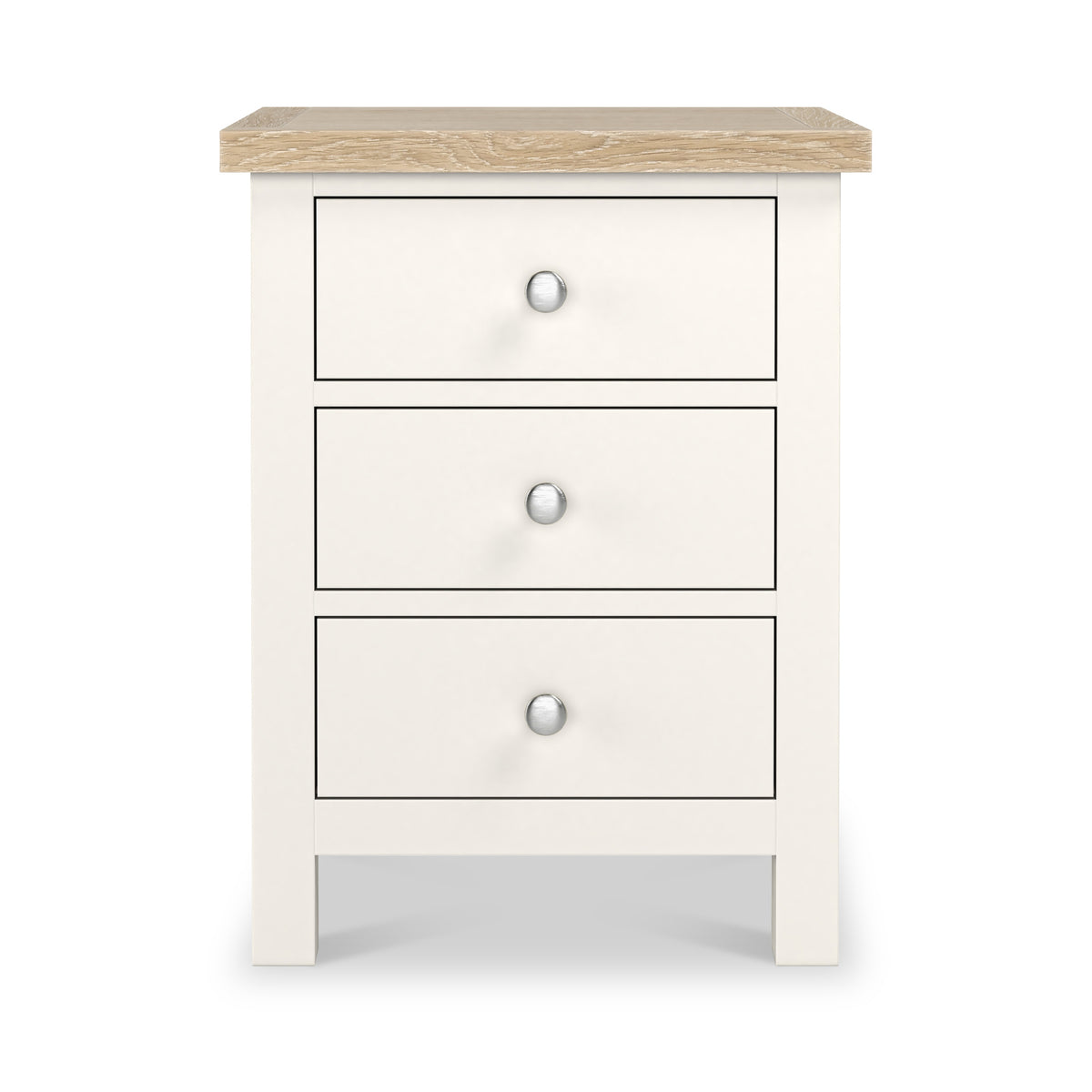 Farrow XL Coconut White Bedside Table with metal handles from Roseland Furniture