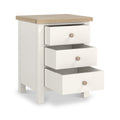 Farrow XL Coconut White Bedside Table  from Roseland Furniture - drawers open and wooden handles