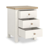 Farrow XL Coconut White Bedside Table with wooden handles from Roseland Furniture