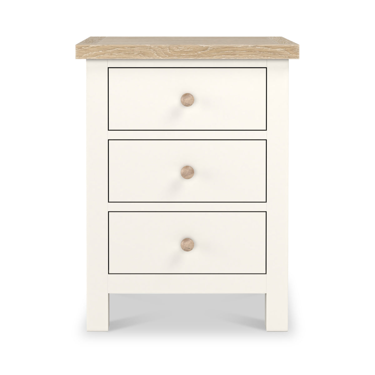 Farrow XL Coconut White Bedside Table with wooden handles from Roseland Furniture