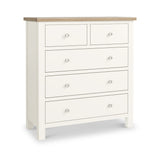 Farrow XL Coconut White with Washed Oak Top and metal handles 2 Over 3 Chest of Drawers from Roseland Furniture