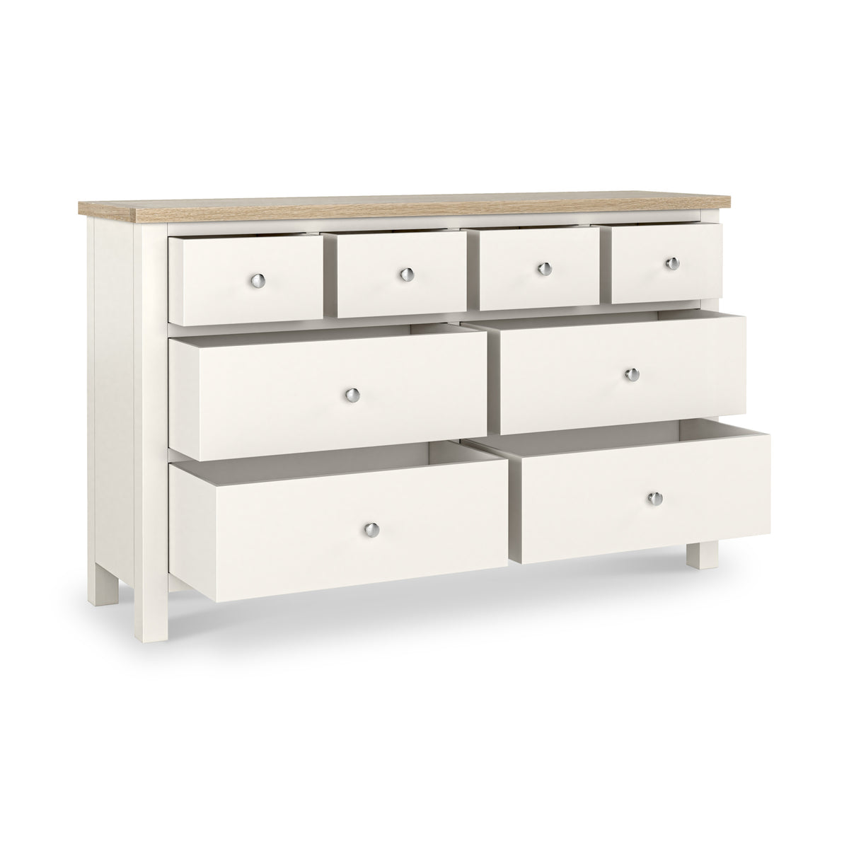 Farrow XL Coconut White 8 Drawer Chest with metal handles from Roseland Furniture