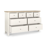 Farrow XL Coconut White 8 Drawer Chest with metal handles from Roseland Furniture