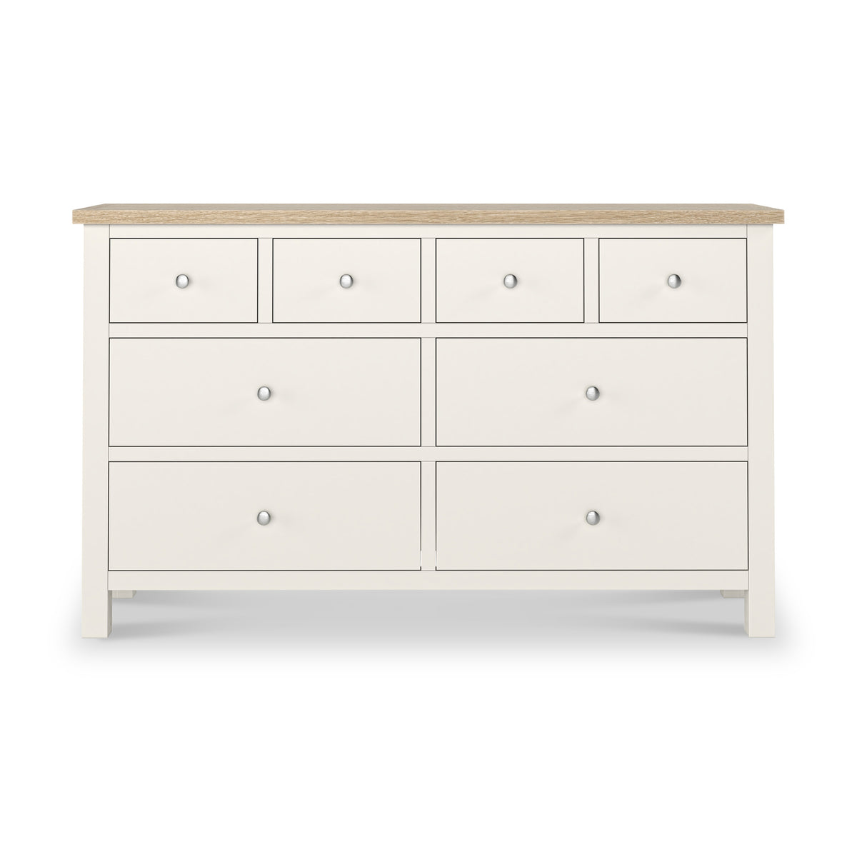 Farrow XL Coconut White 8 Drawer Chest with metal handles from Roseland Furniture