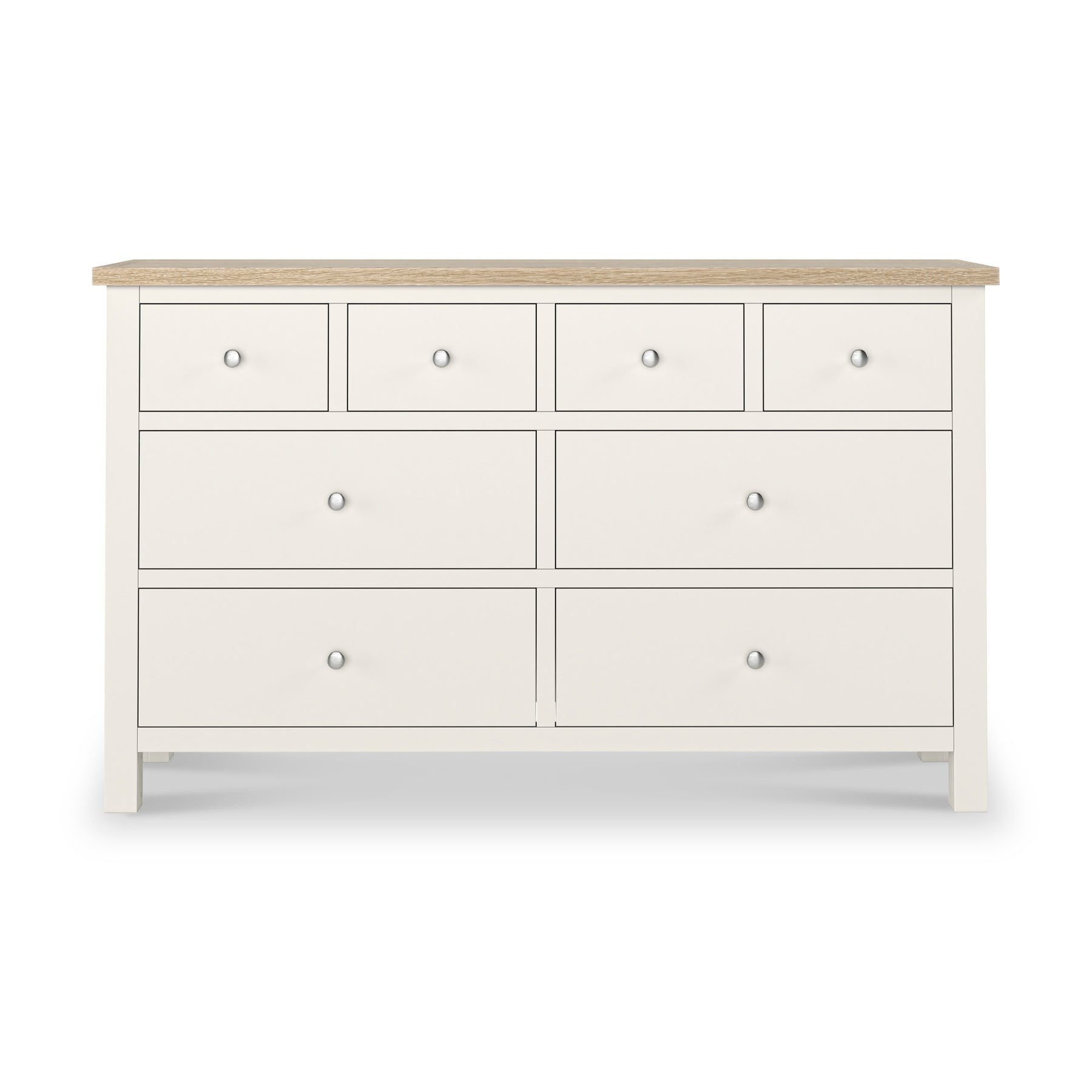 Farrow XL Coconut White 8 Drawer Chest with metal handles from Roseland Furniture