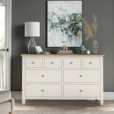 Farrow XL Coconut White 8 Drawer Chest with metal handles from Roseland Furniture