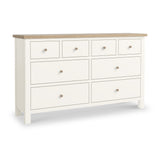 Farrow XL Coconut White 8 Drawer Chest with wooden handles from Roseland Furniture