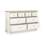 Farrow XL Coconut White 8 Drawer Chest with wooden handles from Roseland Furniture