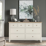 Farrow XL Coconut White 8 Drawer Chest with wooden handles from Roseland Furniture