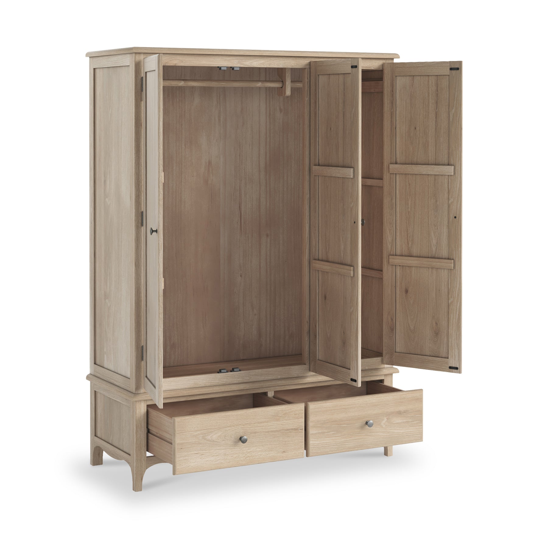 Celine Washed Oak Triple Wardrobe from Roseland Furniture