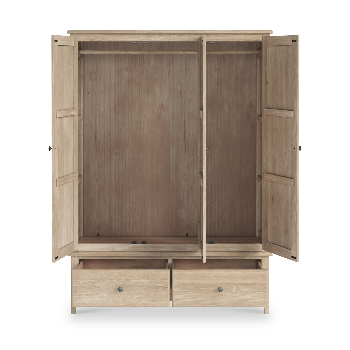 Celine Washed Oak Triple Wardrobe from Roseland Furniture