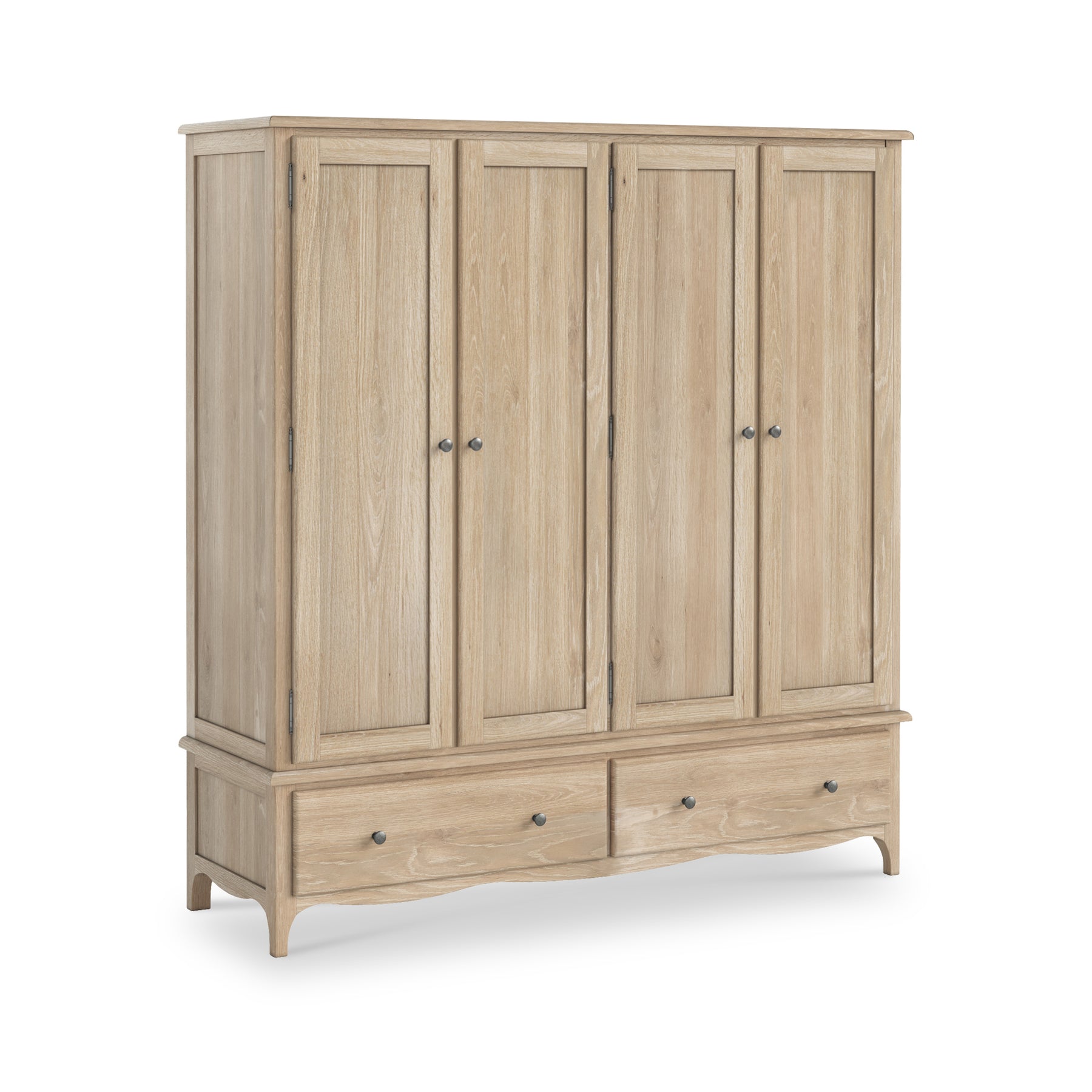 Celine Washed Oak 4 Door Wardrobe from Roseland Furniture