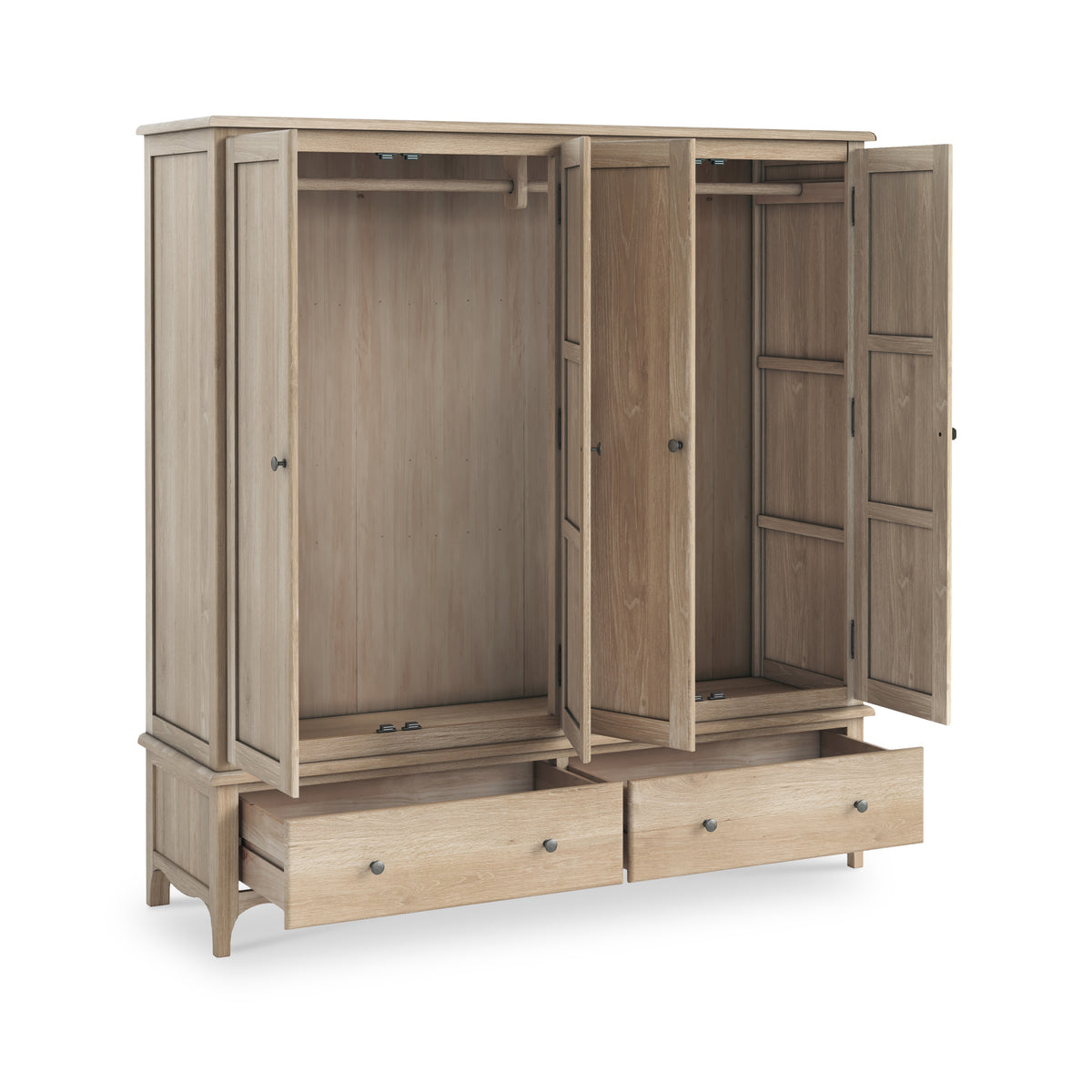 Celine Washed Oak 4 Door Wardrobe from Roseland Furniture