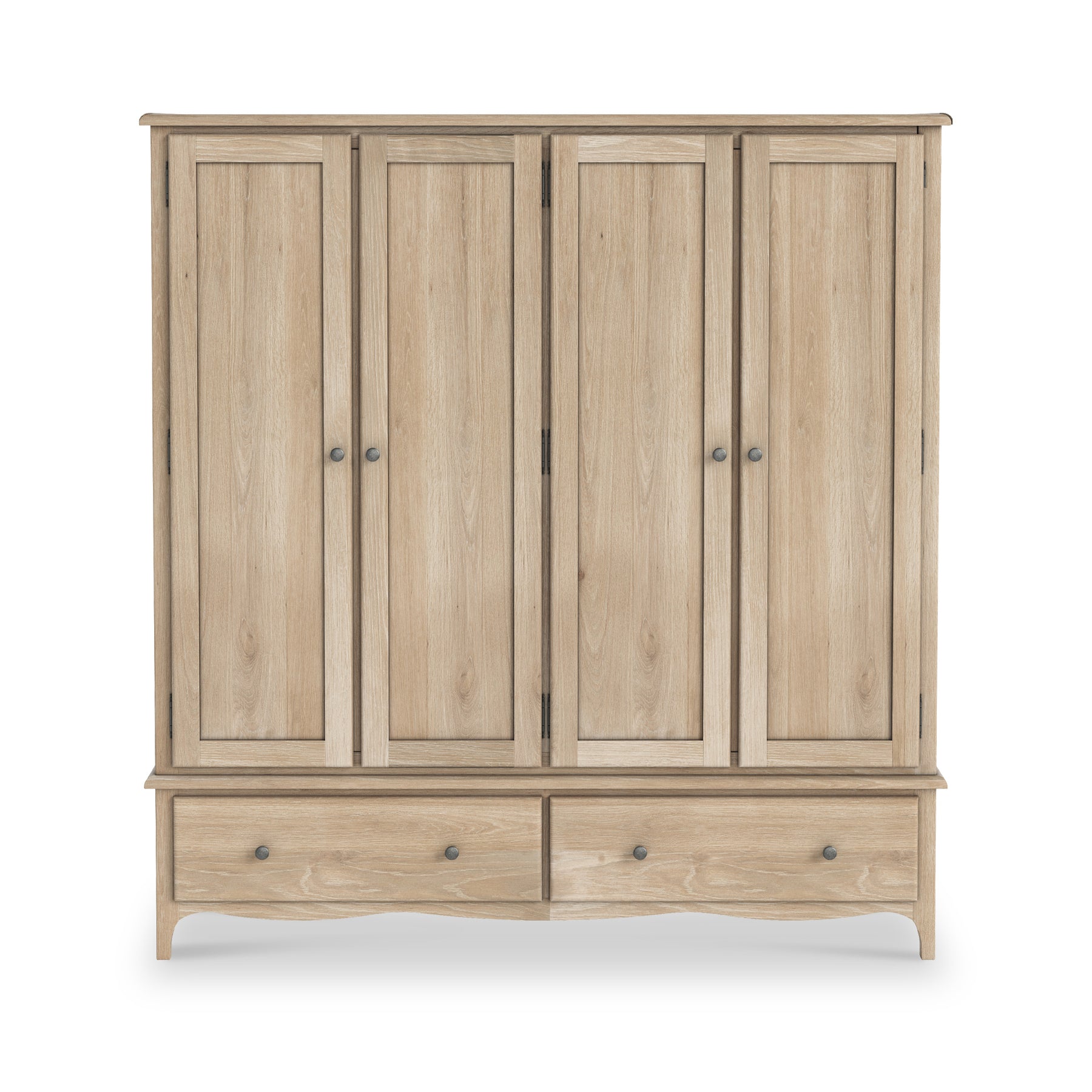 Celine Washed Oak 4 Door Wardrobe from Roseland Furniture