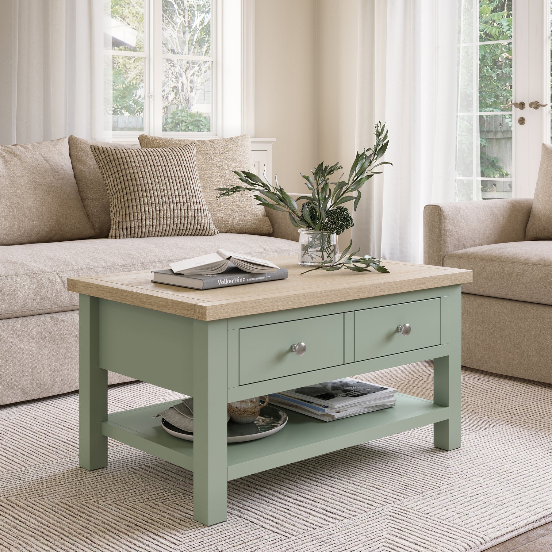 Farrow Coffee Table Washed Oak Sage from Roseland Furniture