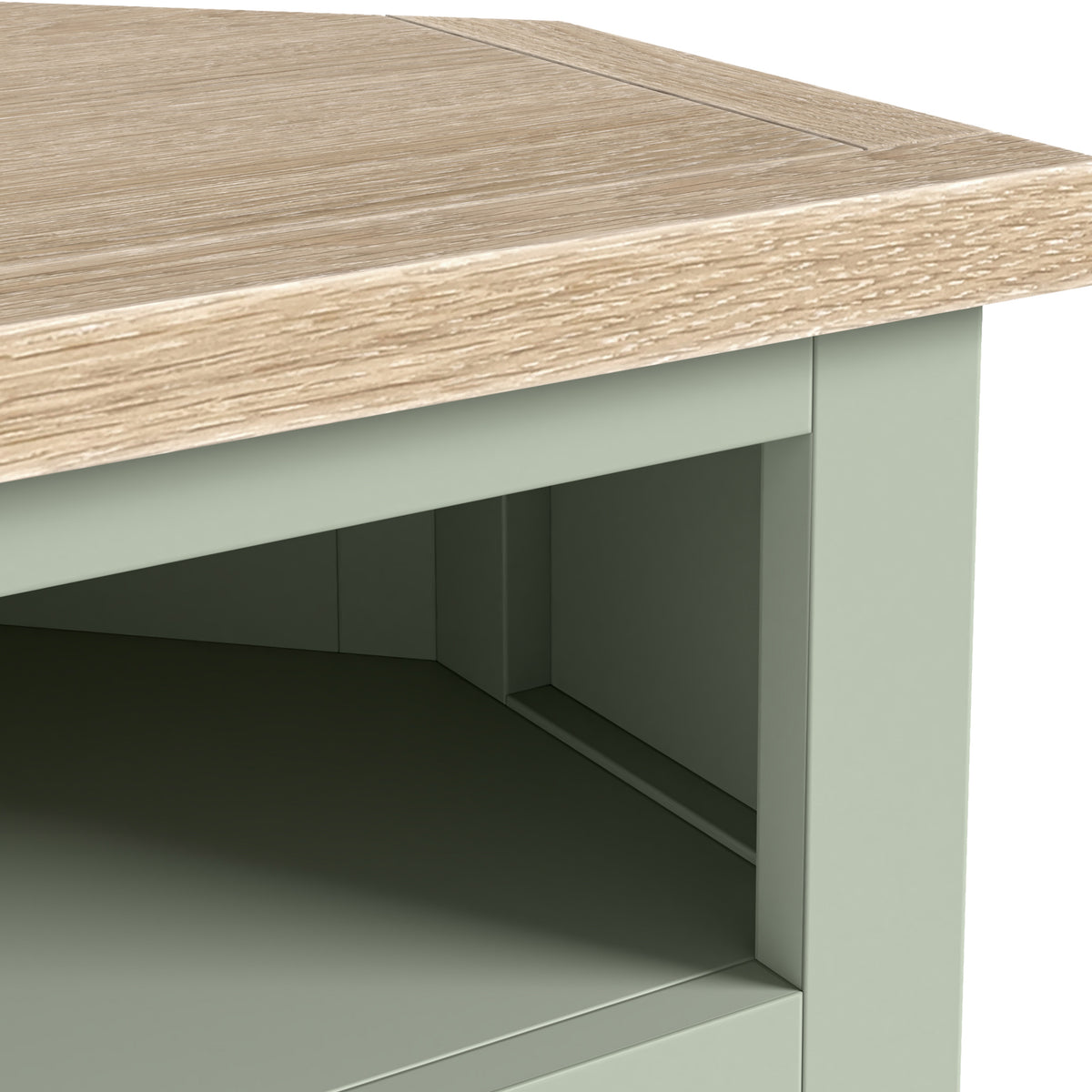 Farrow Corner TV Unit Washed Oak Sage from Roseland Furniture