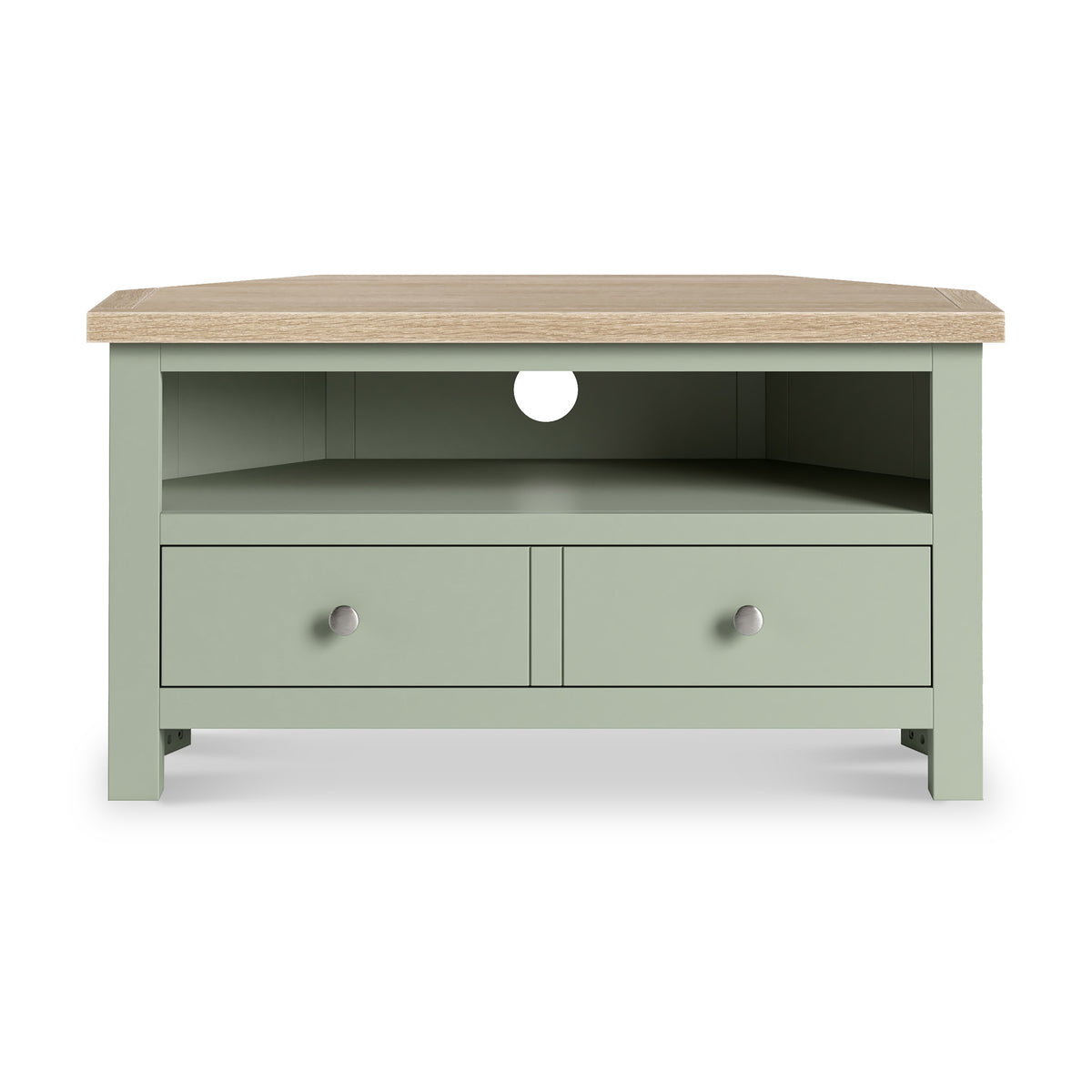 Farrow Corner TV Unit Washed Oak Sage from Roseland Furniture