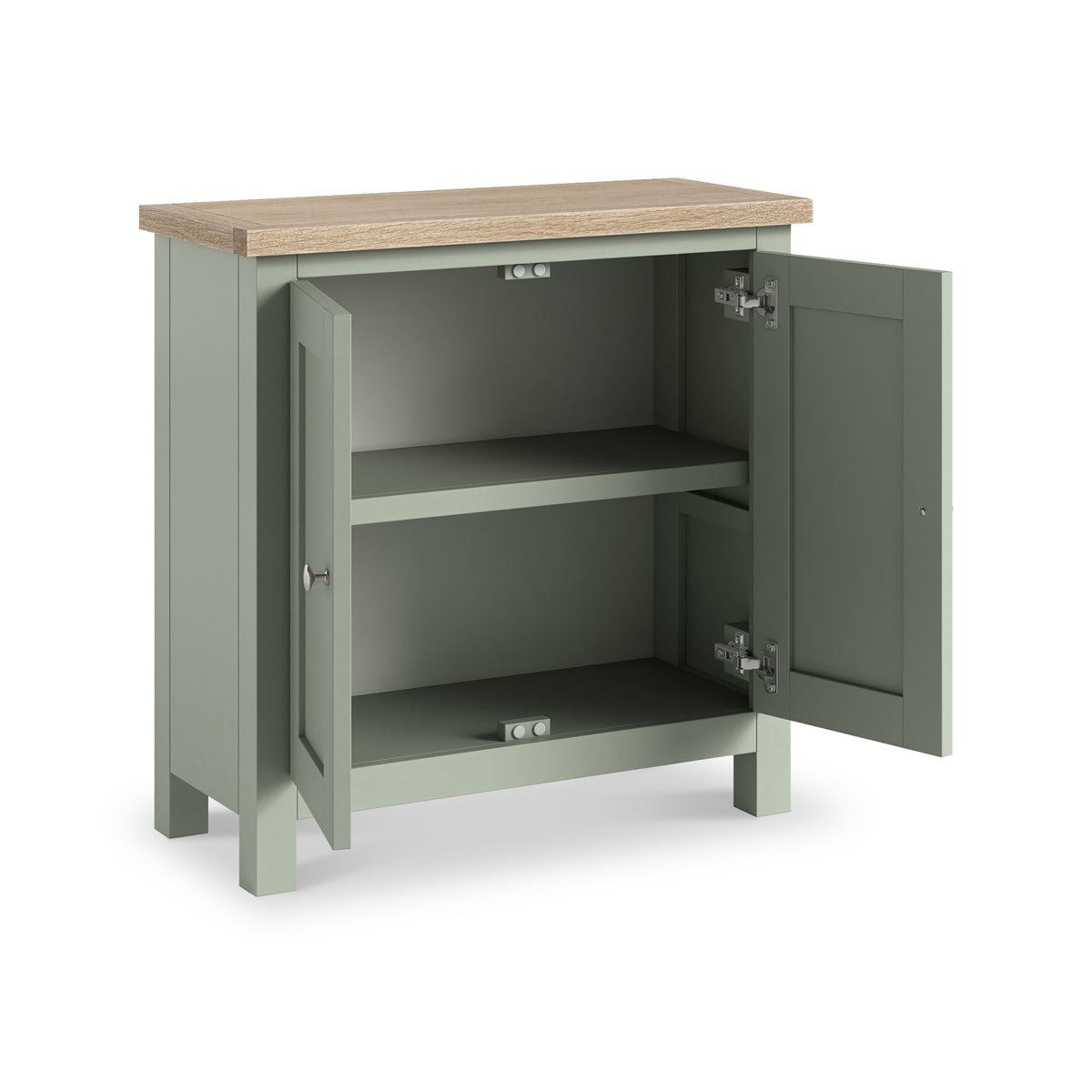 Farrow Sage Cupboard from Roseland Furniture - open cupboard