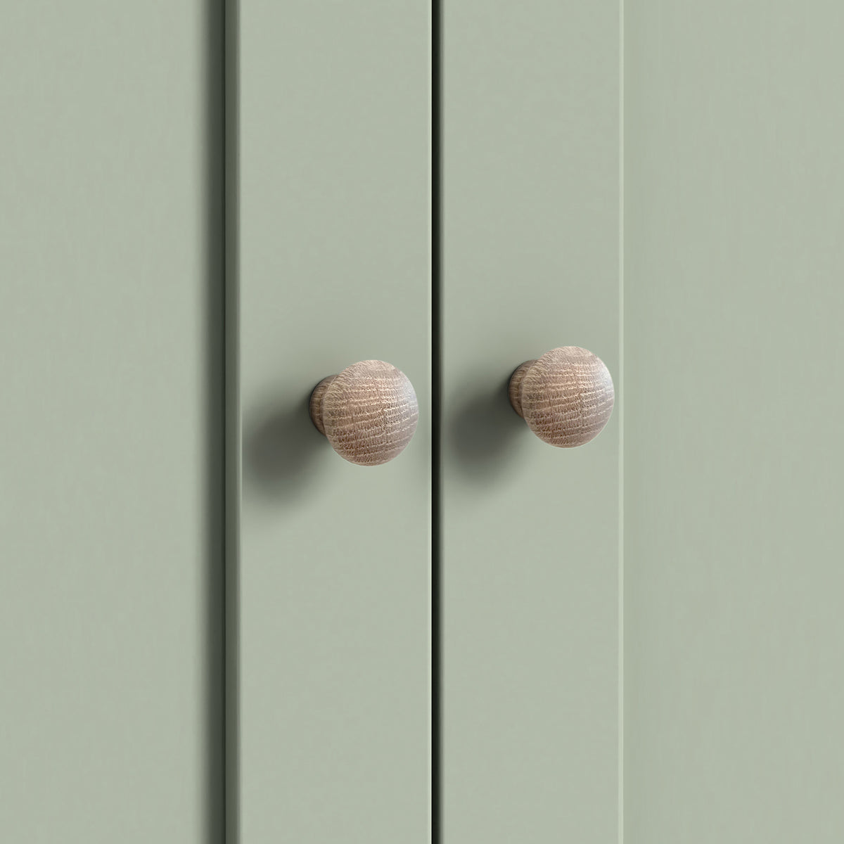 Farrow Sage Cupboard from Roseland Furniture - close up of wooden handles