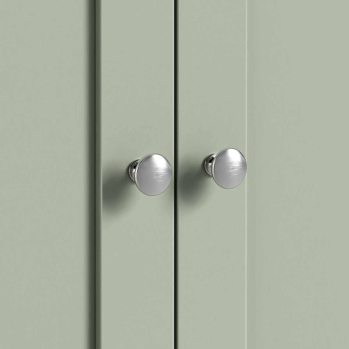 Farrow Sage Cupboard from Roseland Furniture - close up of silver handles
