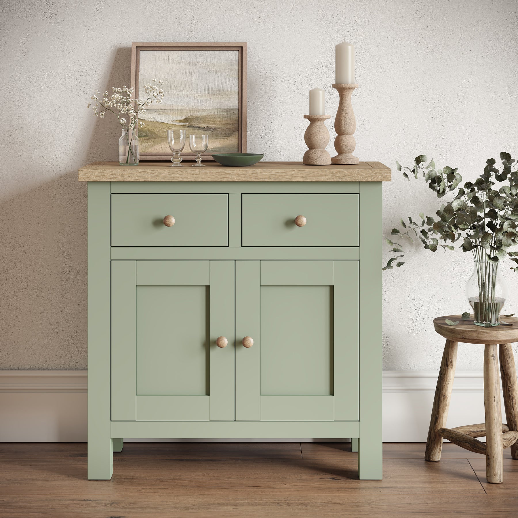 Farrow Mini Sideboard Washed Oak Sage from Roseland Furniture