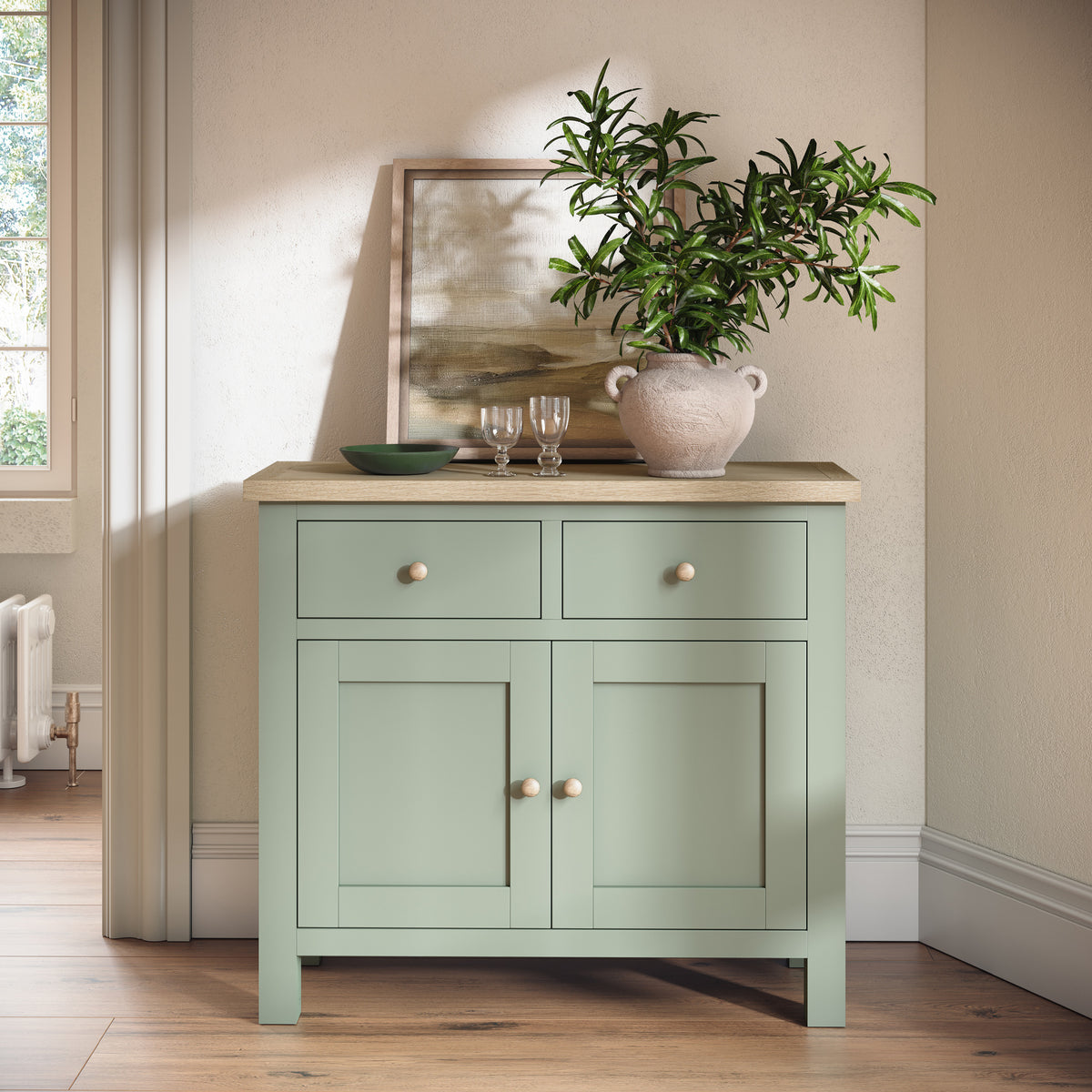 Farrow Small Sideboard Washed Oak Sage from Roseland Furniture