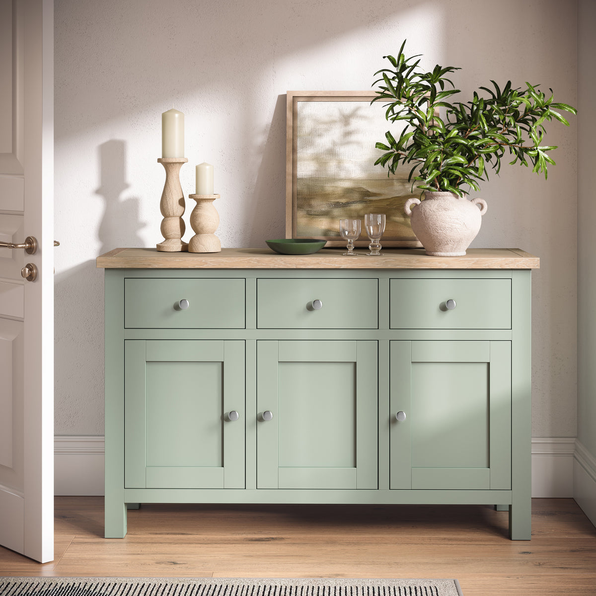 Farrow Large Sideboard Washed Oak Sage from Roseland Furniture