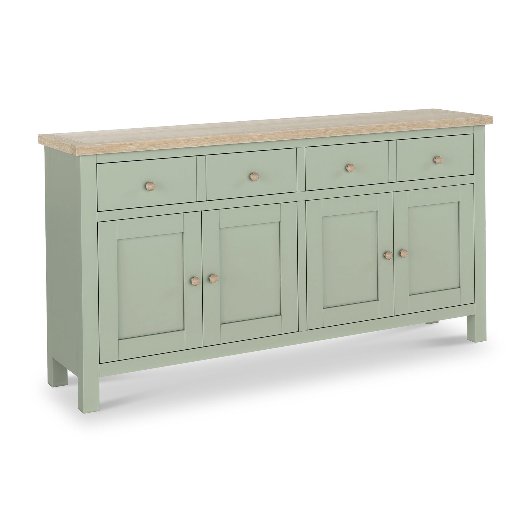Farrow Sage Extra Large Sideboard with wooden handles from Roseland Furniture