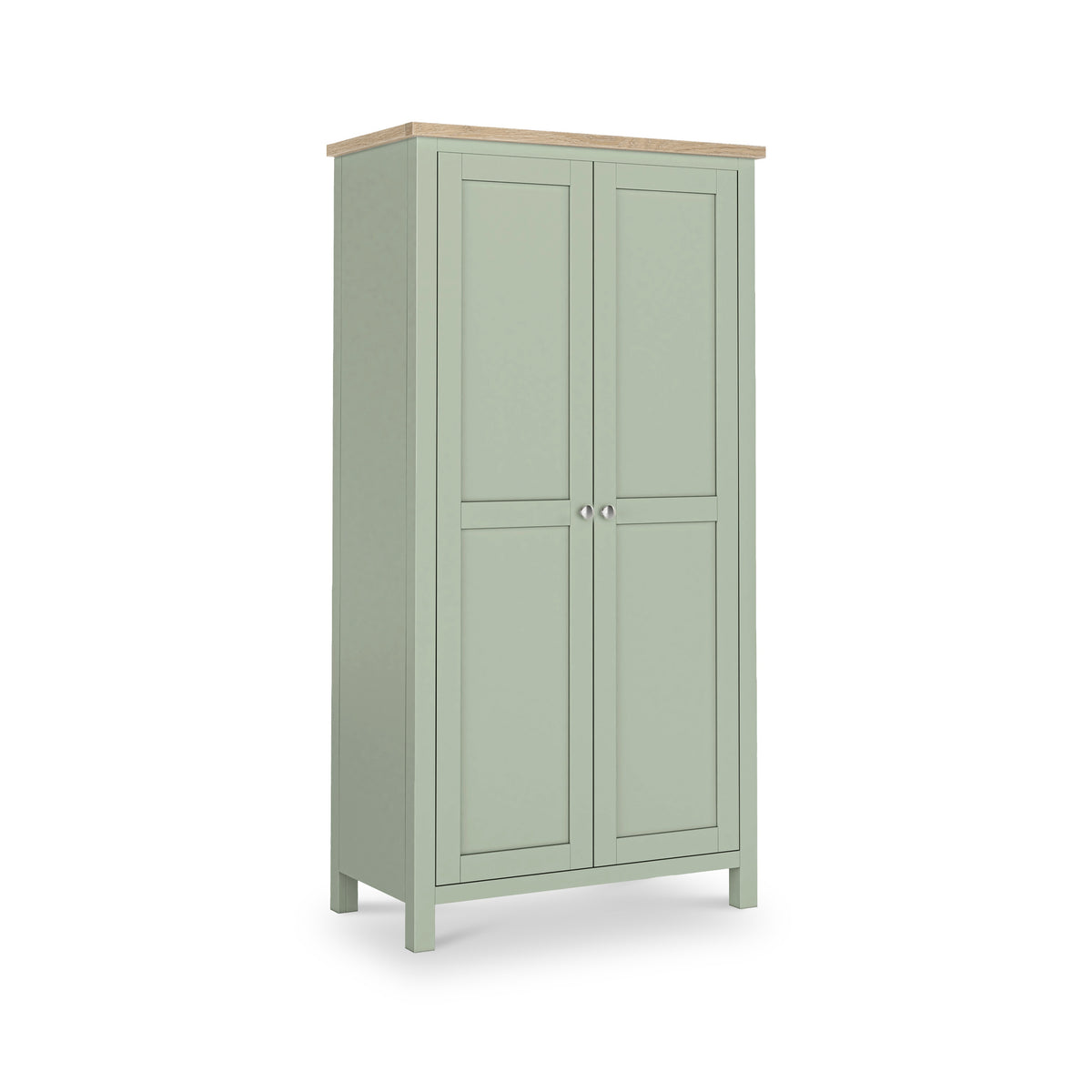 Farrow Sage Kitchen Larder Unit with washed oak top and metal handles from Roseland Furniture