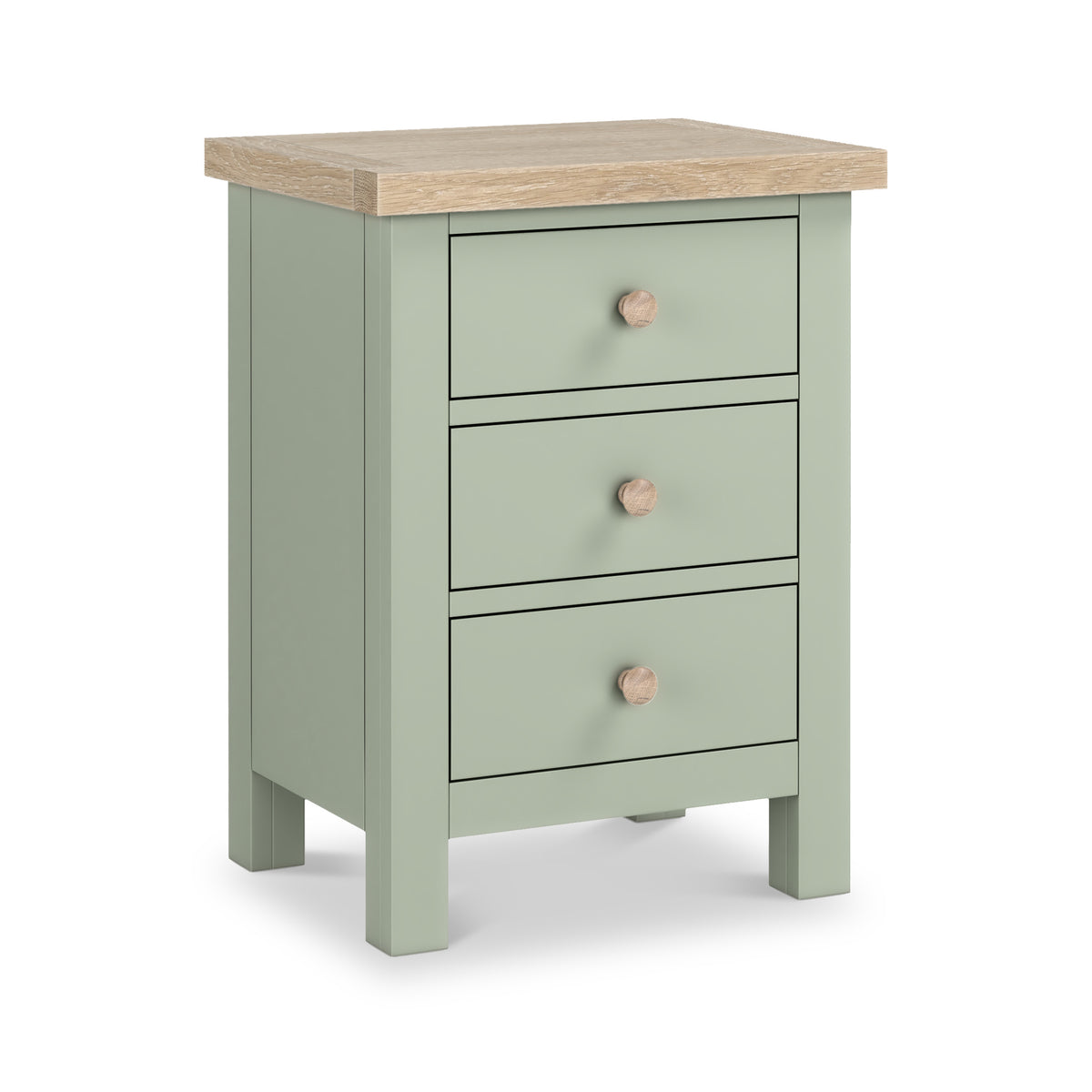 Farrow Sage Bedside Table with wooden handles from Roseland Furniture
