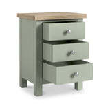 Farrow 3 Drawer Bedside Washed Oak Sage from Roseland Furniture