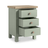 Farrow 3 Drawer Bedside Washed Oak Sage from Roseland Furniture