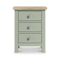 Farrow 3 Drawer Bedside Washed Oak Sage from Roseland Furniture - front view with silver handles