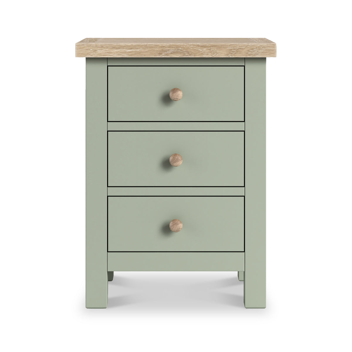 Farrow 3 Drawer Bedside Washed Oak Sage from Roseland Furniture
