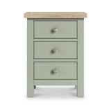 Farrow 3 Drawer Bedside Washed Oak Sage from Roseland Furniture