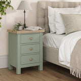 Farrow 3 Drawer Bedside Washed Oak Sage from Roseland Furniture