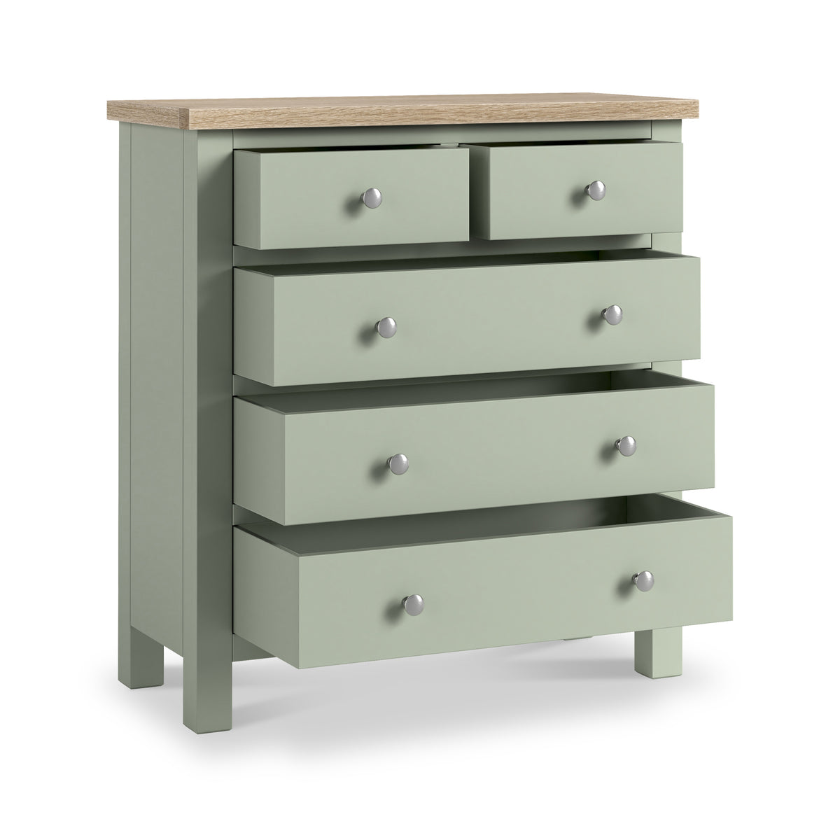 Farrow 2 Over 3 Drawer Chest Washed Oak Sage from Roseland Furniture