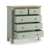 Farrow 2 Over 3 Drawer Chest Washed Oak Sage from Roseland Furniture