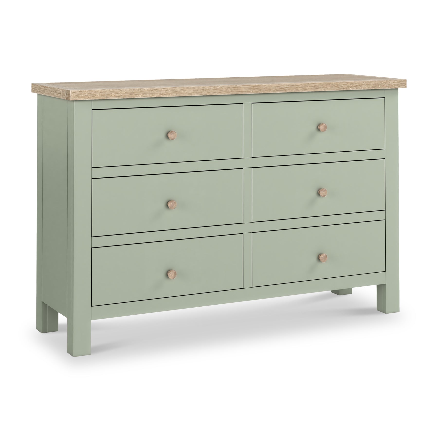 Farrow Sage 6 Drawer Chest of Drawers with wooden handles from Roseland Furniture