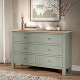Farrow 6 Drawer Chest Washed Oak Sage from Roseland Furniture
