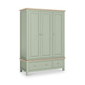 Farrow Sage Triple Wardrobe with Drawers and wooden handles from Roseland Furniture