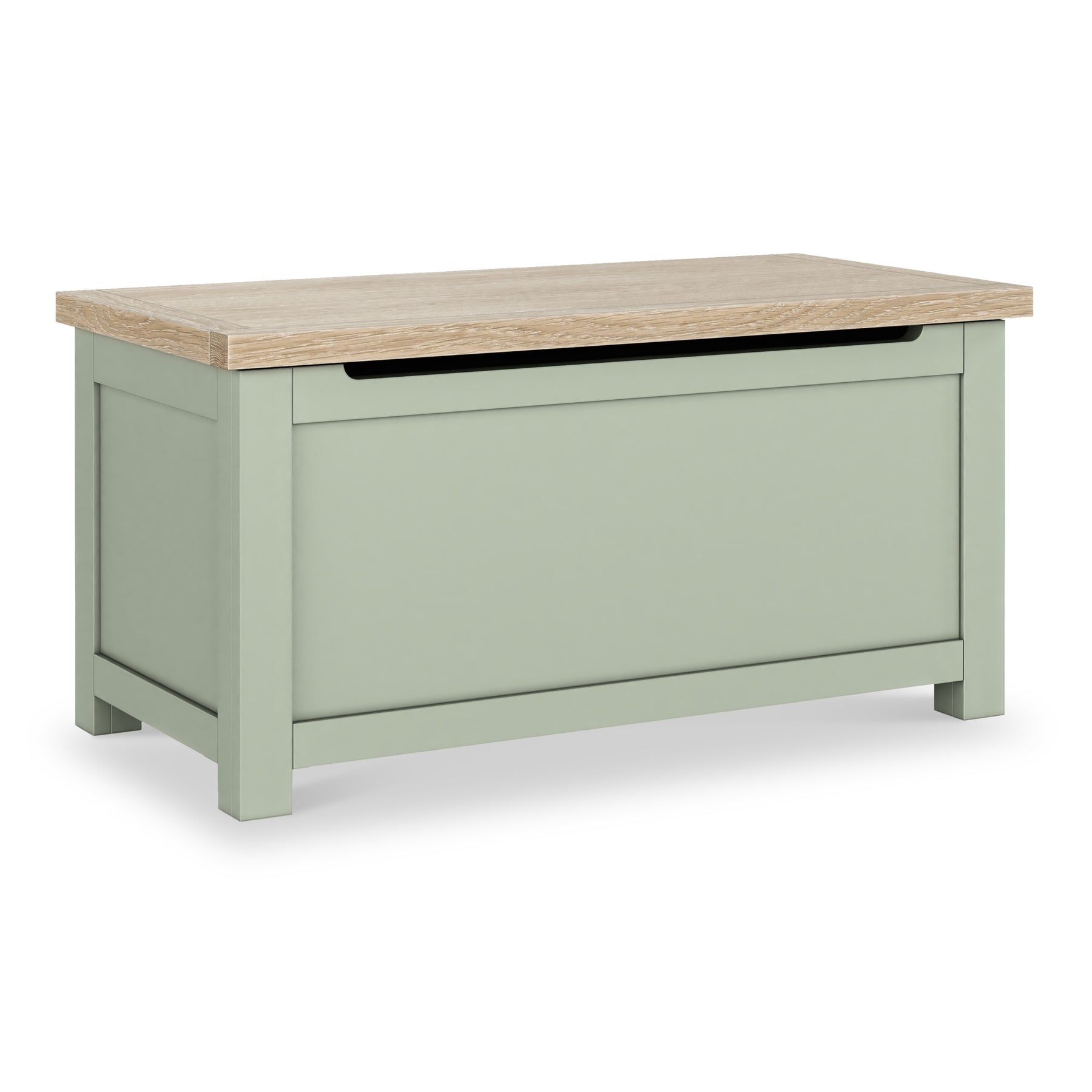Farrow Sage Blanket Box with washed oak top from Roseland Furniture