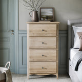 Celine Washed Oak XL 4 Drawer Tallboy Chest from Roseland Furniture