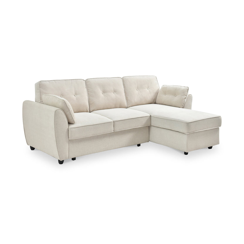 Willette Textured Corner Sofa Bed with Storage Natural Roseland