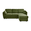 Willette Olive Green Velvet Corner Sofa Bed from Roseland Furniture