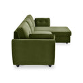 Willette Olive Green Velvet Corner Sofa Bed