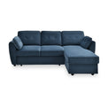Willette Ink Blue Velvet Corner Sofa Bed from Roseland Furniture