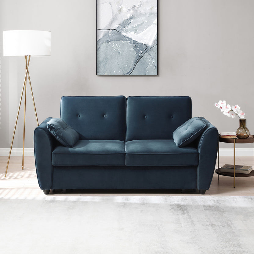 Willette Velvet 2 Seater Pop Up Sofa Bed Olive, Ink Blue Roseland
