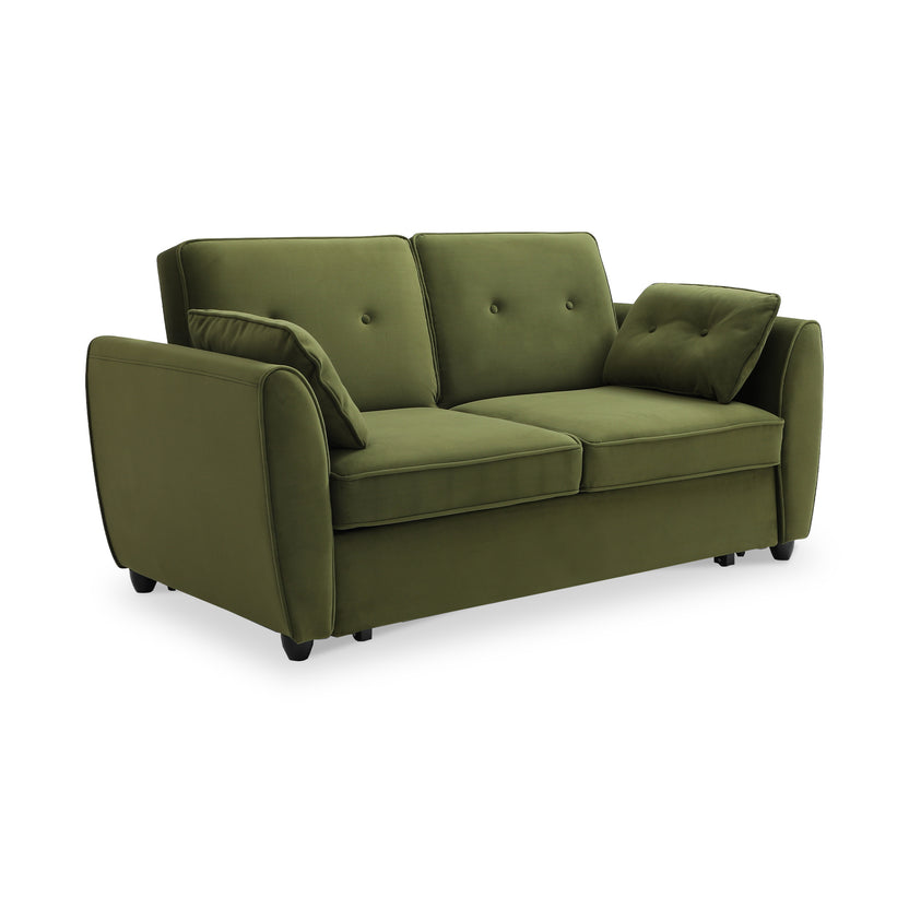 Willette Velvet 2 Seater Pop Up Sofa Bed Olive, Ink Blue Roseland